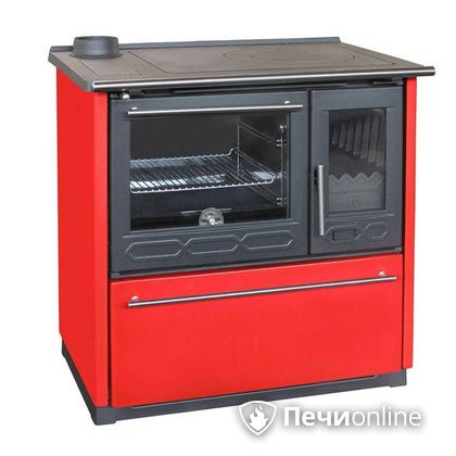 Отопительная печь Plamen 850 Glas красная труба слева в Клине