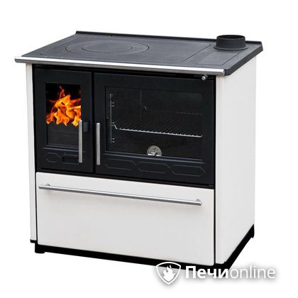 Отопительная печь Plamen 850 Glas белая труба справа в Клине
