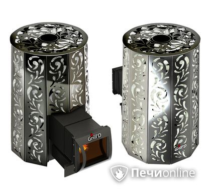 Дровяная печь-каменка GrillD Violet long Жадеит 80 в Клине