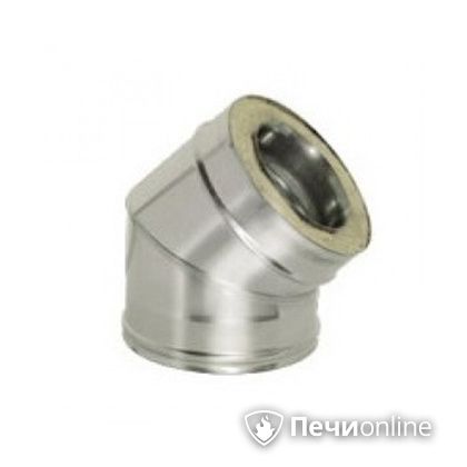 Дымоход Дымок Колено 45° с изоляцией 0,8 мм. OТFR45  120/200 в Клине