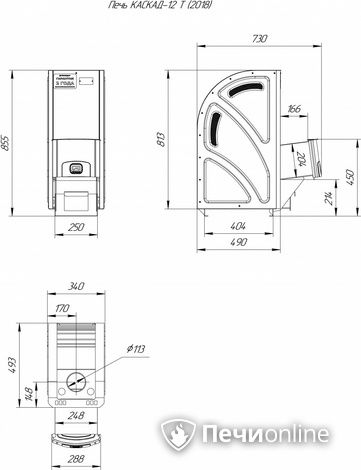 Дровяная банная печь Теплодар Каскад-12 Т (2018) в Клине