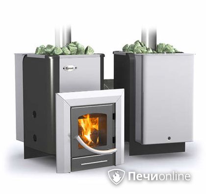 Дровяная банная печь Ермак Элит 16-ПС стекло нержавеющая сталь регулируемый тоннель в Клине