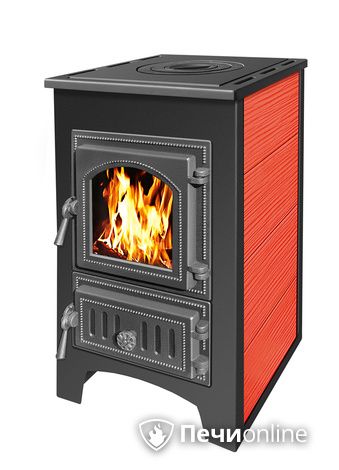 Печь-камин Везувий ПК-01 (270) с плитой 9 кВт красный в Клине