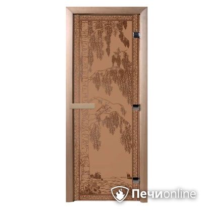 Дверь стеклянная Банный эксперт Березка бронза матовое 8 мм коробка ольха 190/70 в Клине