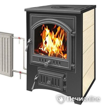 Печь-камин Везувий ПК-01(205) с плитой и теплообменником бежевый в Клине