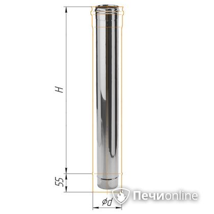 Дымоход Феррум Дымоход нержавейка 08 d-200 L=1м в Клине