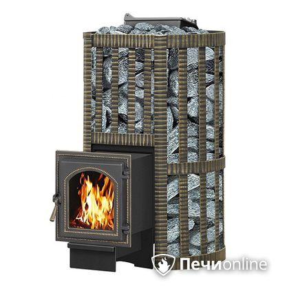 Дровяная банная печь Везувий Ураган Ковка 22 (270) с закрытой каменкой чугун в Клине