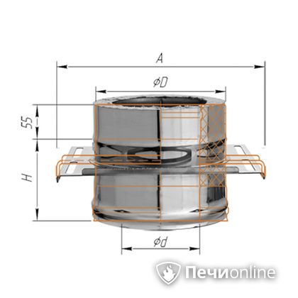 Дымоход Феррум Площадка монтажная  d-120/200 по воде в Клине