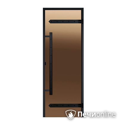 Дверь для бани Harvia Стеклянная дверь для сауны LEGEND 7/19 черная коробка сосна бронза  D71901МL в Клине